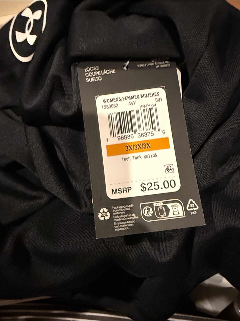 Under Armour Black Women's Tech Tank Athletic Lightweight Top Plus Sized 3X - Picture 6 of 6